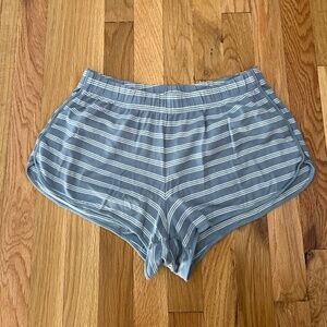 LAKE Pima Cotton Pajama Shorts in Dusty Blue Stripe